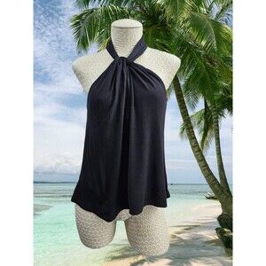 ALK Women's XS LOFT Ann Taylor Black Mock Neck Sleeveless Blouse Shirt Top NEW